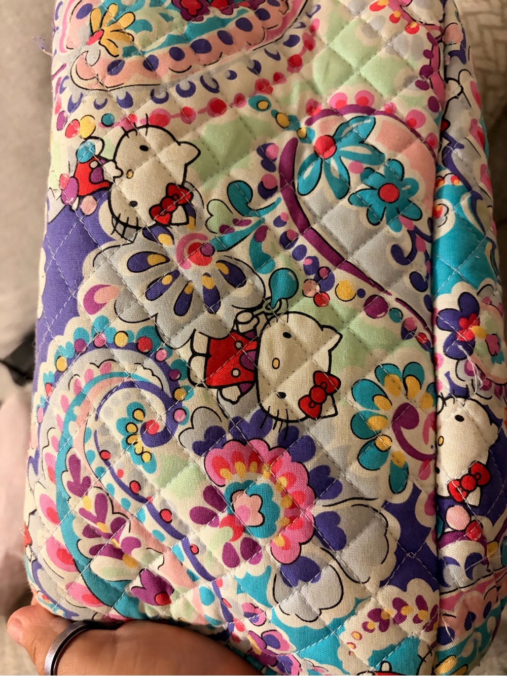 Hello Kitty Purple Multi Floral Quilted Vera Bradley Backpack - Picture 3 of 8